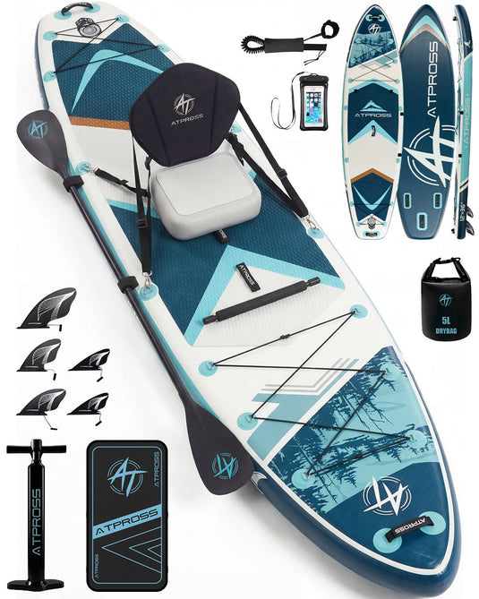 12’ × 36’’ Inflatable SUP – Ivory Tide (Ivory & Teal) – ATPB26 - 23M Pro Max | Atpross Board - ATPROSS Board