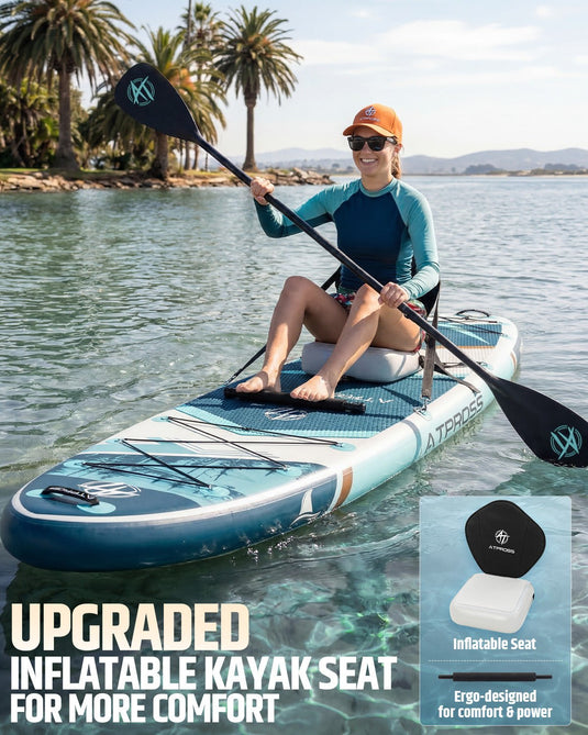 12’ × 36’’ Inflatable SUP – Ivory Tide (Ivory & Teal) – ATPB26 - 23M Pro Max | Atpross Board - ATPROSS Board