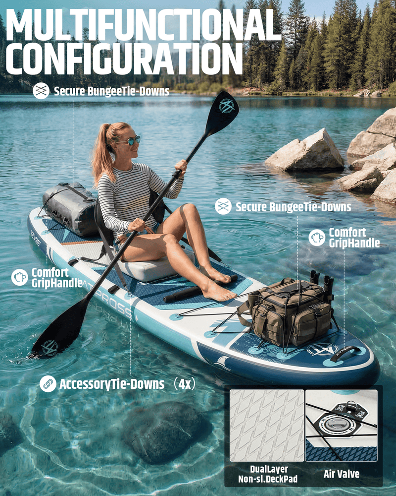 Laden Sie das Bild in Galerie -Viewer, 12’ × 36’’ Inflatable SUP – Ivory Tide (Ivory &amp; Teal) – ATPB26 - 23M Pro Max | Atpross Board - ATPROSS Board
