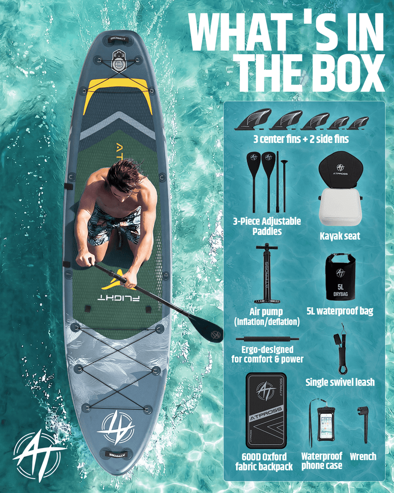Laden Sie das Bild in Galerie -Viewer, 12’ × 36’’ Inflatable SUP – Night Tide (Deep Blue &amp; Navy Green) – ATPB26 - 19M Pro Max | Atpross Board - ATPROSS Board
