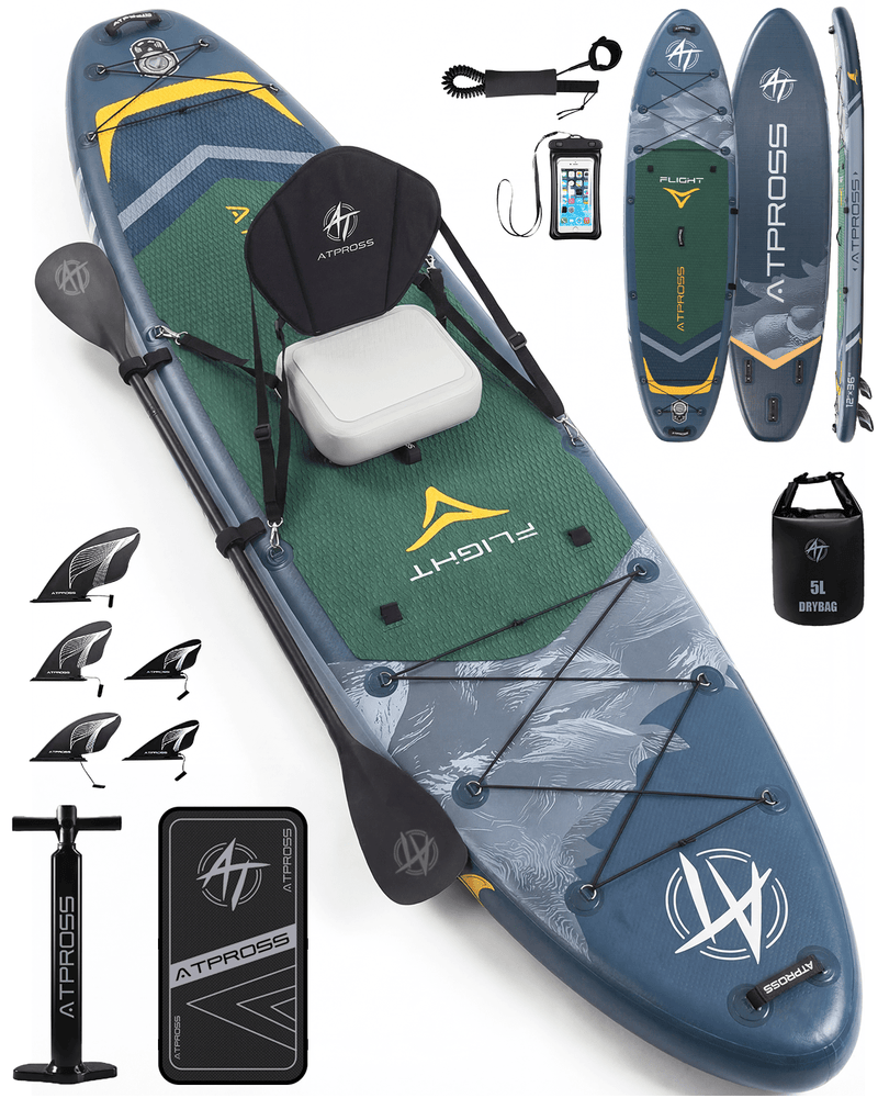 Laden Sie das Bild in Galerie -Viewer, 12’ × 36’’ Inflatable SUP – Night Tide (Deep Blue &amp; Navy Green) – ATPB26 - 19M Pro Max | Atpross Board - ATPROSS Board
