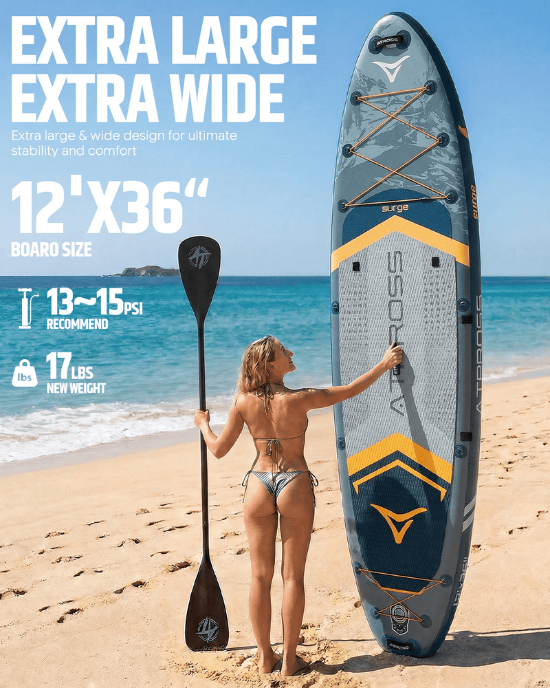 Laden Sie das Bild in Galerie -Viewer, 12’ × 36’’ Inflatable SUP – Storm Edge (Blue Grey &amp; Orange) – ATPB26 - 22M Pro Max | Atpross Board - ATPROSS Board
