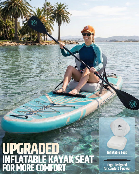 12’ × 36’’ Inflatable SUP – Wave Flow & Natural Wood Grain – ATPB26 - 18M Pro Max | Atpross Board - ATPROSS Board