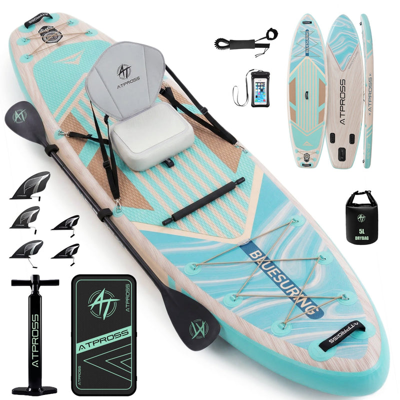 Laden Sie das Bild in Galerie -Viewer, 12’ × 36’’ Inflatable SUP – Wave Flow &amp; Natural Wood Grain – ATPB26 - 18M Pro Max | Atpross Board - ATPROSS Board
