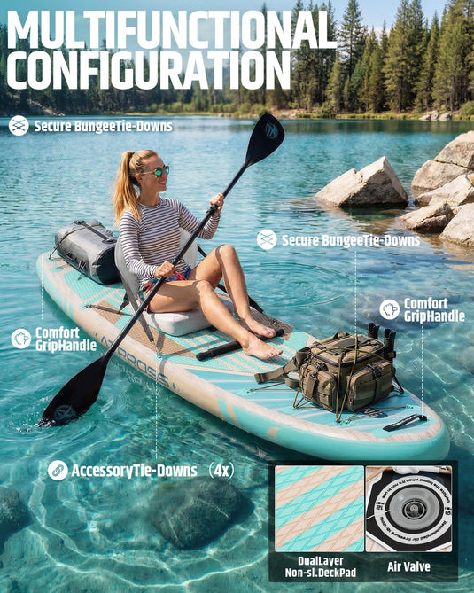 12’ × 36’’ Inflatable SUP – Wave Flow & Natural Wood Grain – ATPB26 - 18M Pro Max | Atpross Board - ATPROSS Board