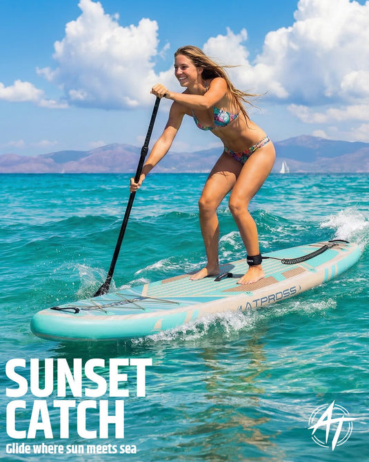 12’ × 36’’ Inflatable SUP – Wave Flow & Natural Wood Grain – ATPB26 - 18M Pro Max | Atpross Board - ATPROSS Board