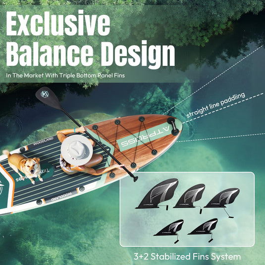 12’ × 36’’Inflatable SUP - Army Green & Wood Grain - ATPB25 - 03PS Pro Max｜Atpross Board - ATPROSS Board