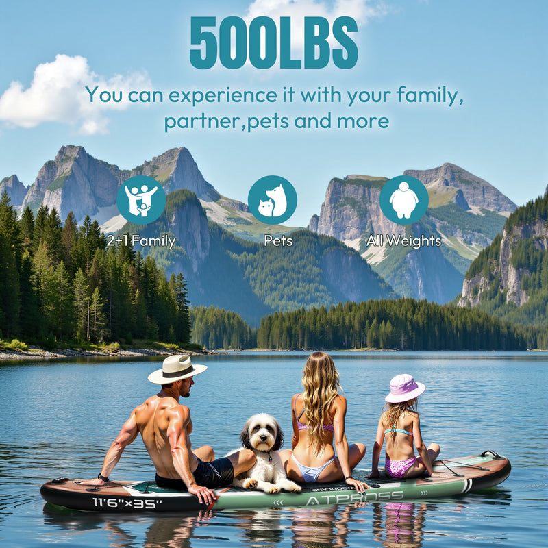 Laden Sie das Bild in Galerie -Viewer, 12’ × 36’’Inflatable SUP - Army Green &amp; Wood Grain - ATPB25 - 03PS Pro Max｜Atpross Board - ATPROSS Board
