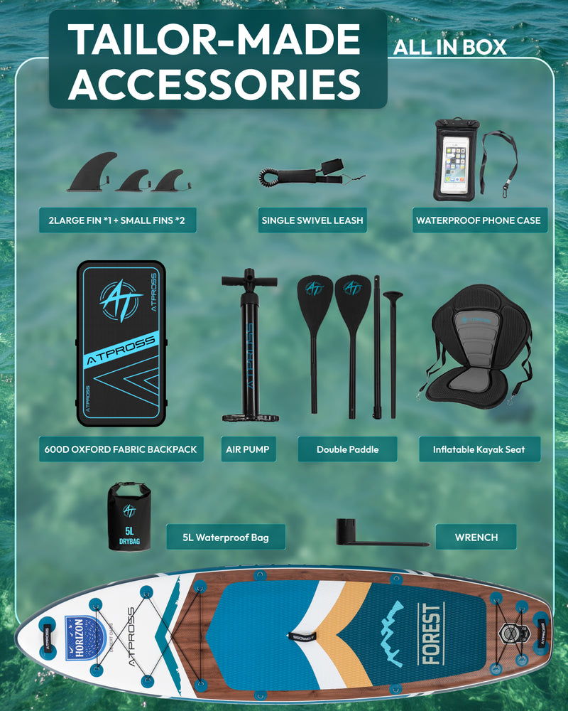 Load image into Gallery viewer, Inflatable SUP-Woodland Brown &amp; Aqua Lake Blue-ATPB26-08 PRO｜Atpross Board
