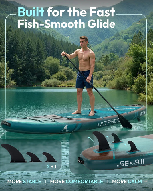 Inflatable SUP Kayak - Premium Dark Forest & Abyss Green - ATPB26 - 13 Pro ｜Atpross Board - ATPROSS Board