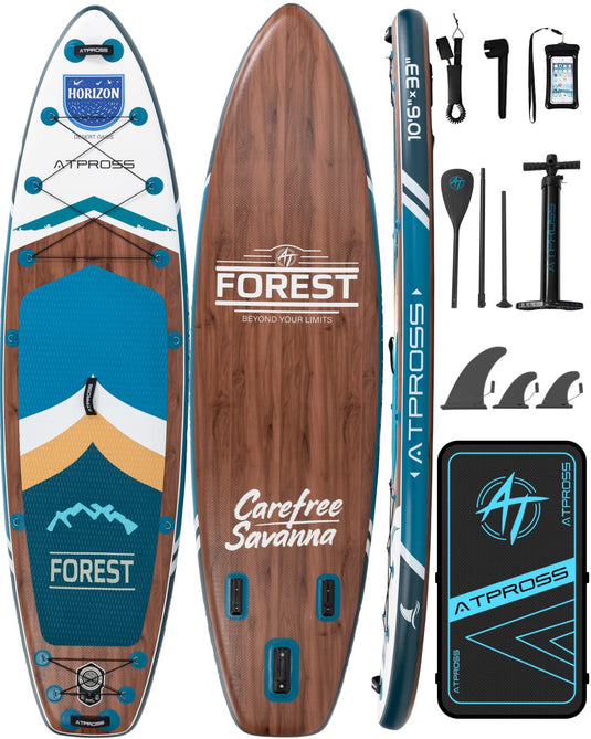 Inflatable SUP - Woodland Brown & Aqua Lake Blue - ATPB26 - 08 Basic ｜Atpross Board - ATPROSS Board