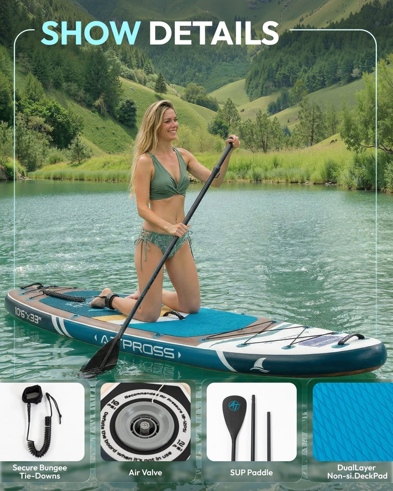 Load image into Gallery viewer, Inflatable SUP - Woodland Brown &amp; Aqua Lake Blue - ATPB26 - 08 PRO｜Atpross Board - ATPROSS Board
